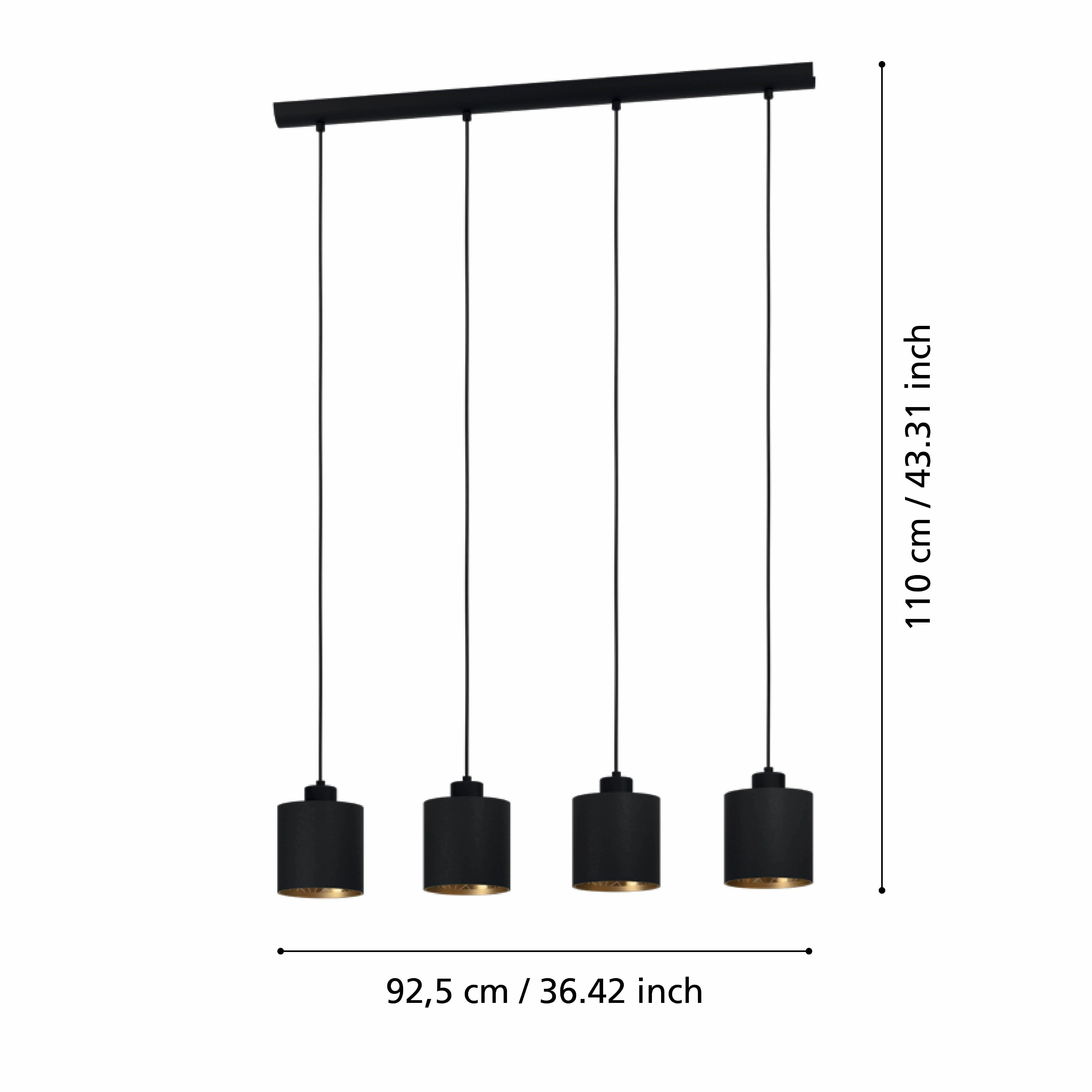 Eglo Zaragoza 4 Light Black & Gold Ceiling Pendant