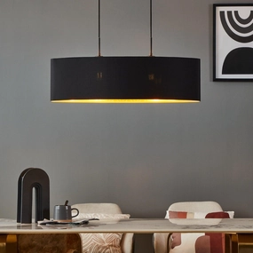 Eglo Zaragoza Black & Gold Oval Fabric Pendant sleek LED ceiling lamp