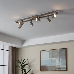 Eglo Zeraco Nickel 6 Light Bar Spotlight tall arc lamp for living room