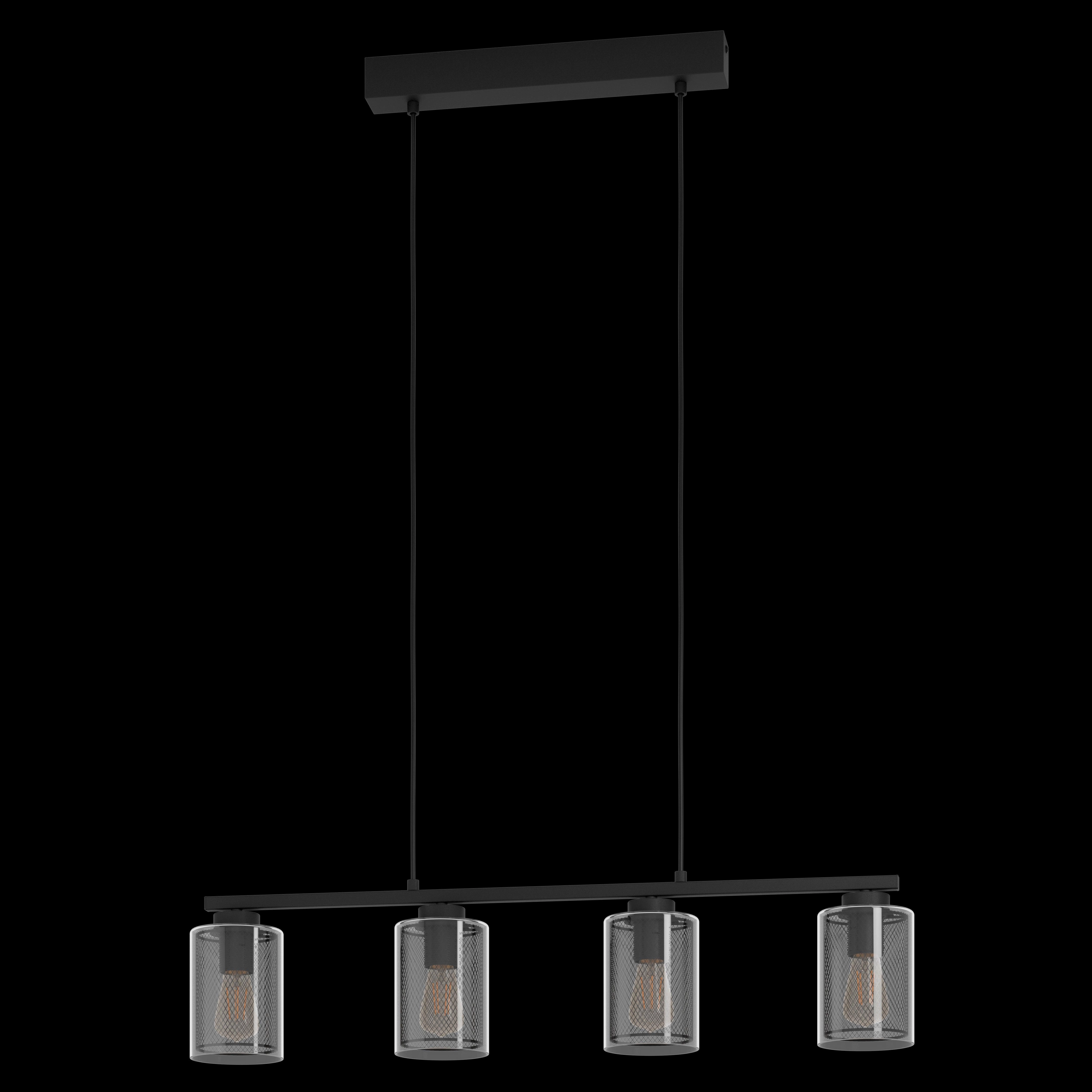 Eglo Zocabon 4 Light Black Metal & Glass Ceiling Pendant