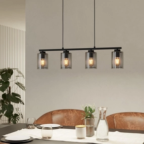 Eglo Zocabon 4 Light Black Metal & Glass Ceiling Pendant sleek LED ceiling lamp