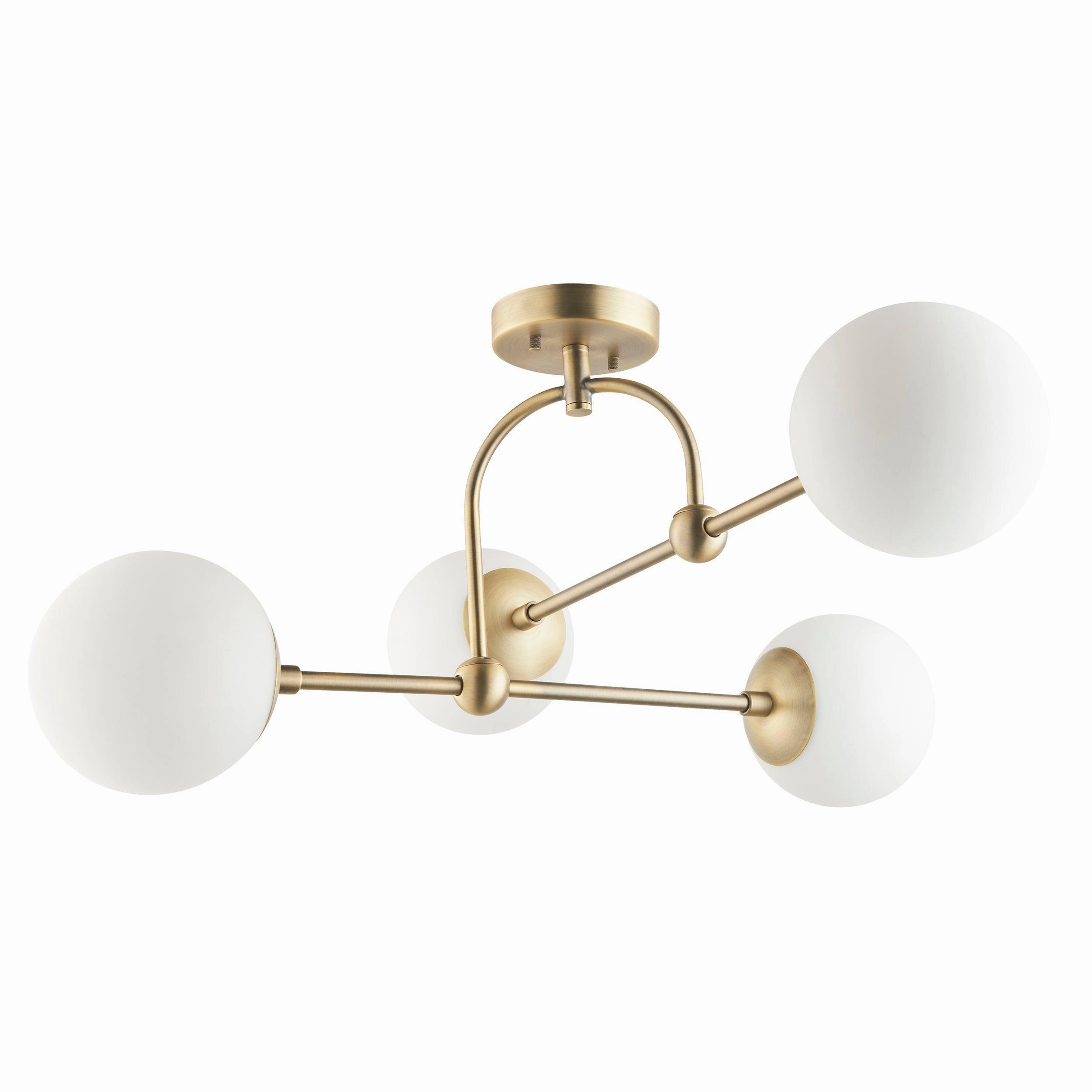 Eldorado 4 Light Brass Ceiling Semi Flush - Opal Glass Shades - Open Box