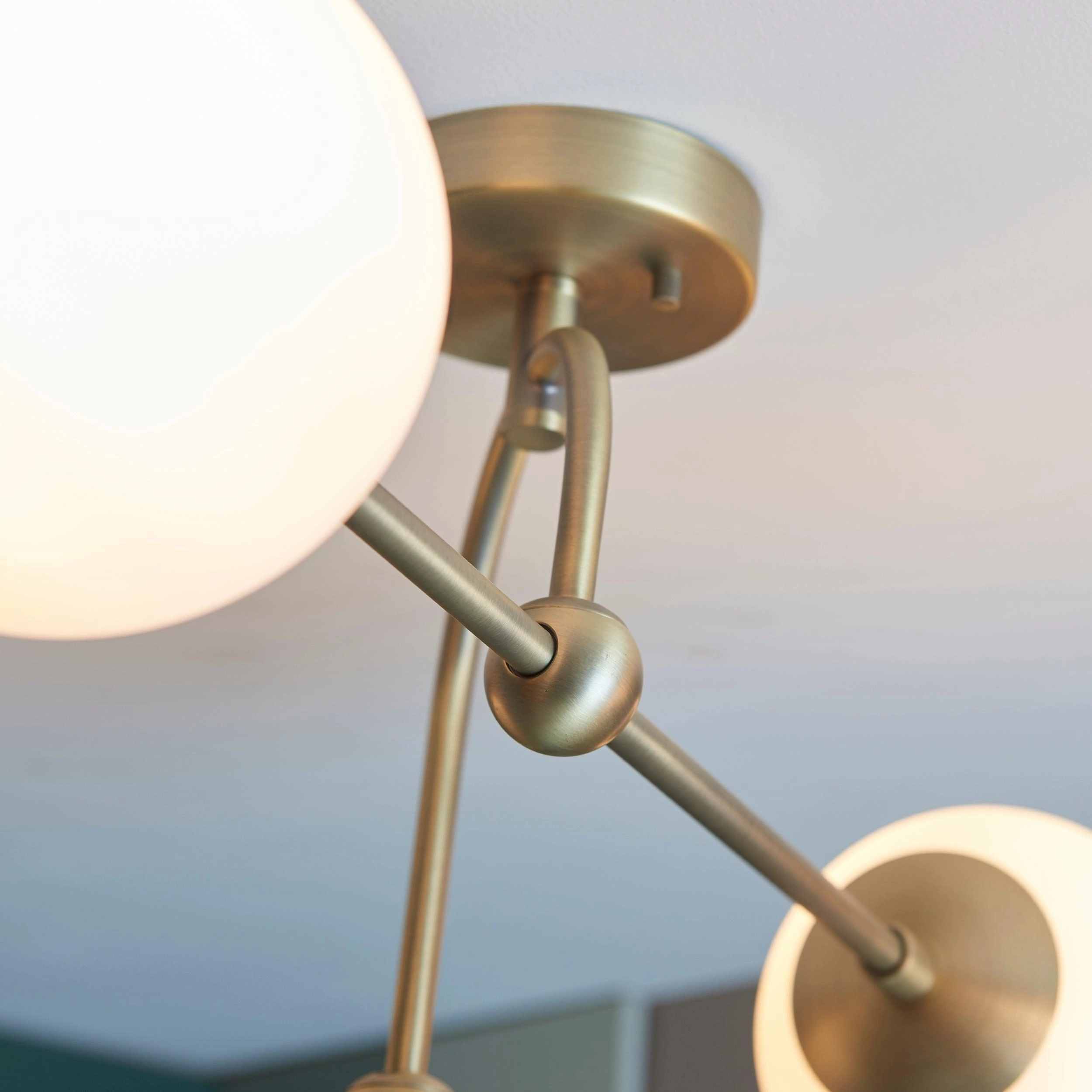 Eldorado 4 Light Brass Ceiling Semi Flush - Opal Glass Shades - Open Box