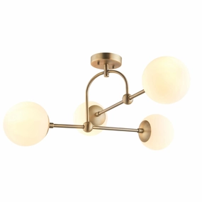 Eldorado 4 Light Brass Ceiling Semi Flush - Opal Glass Shades - Open Box white ceiling lamp