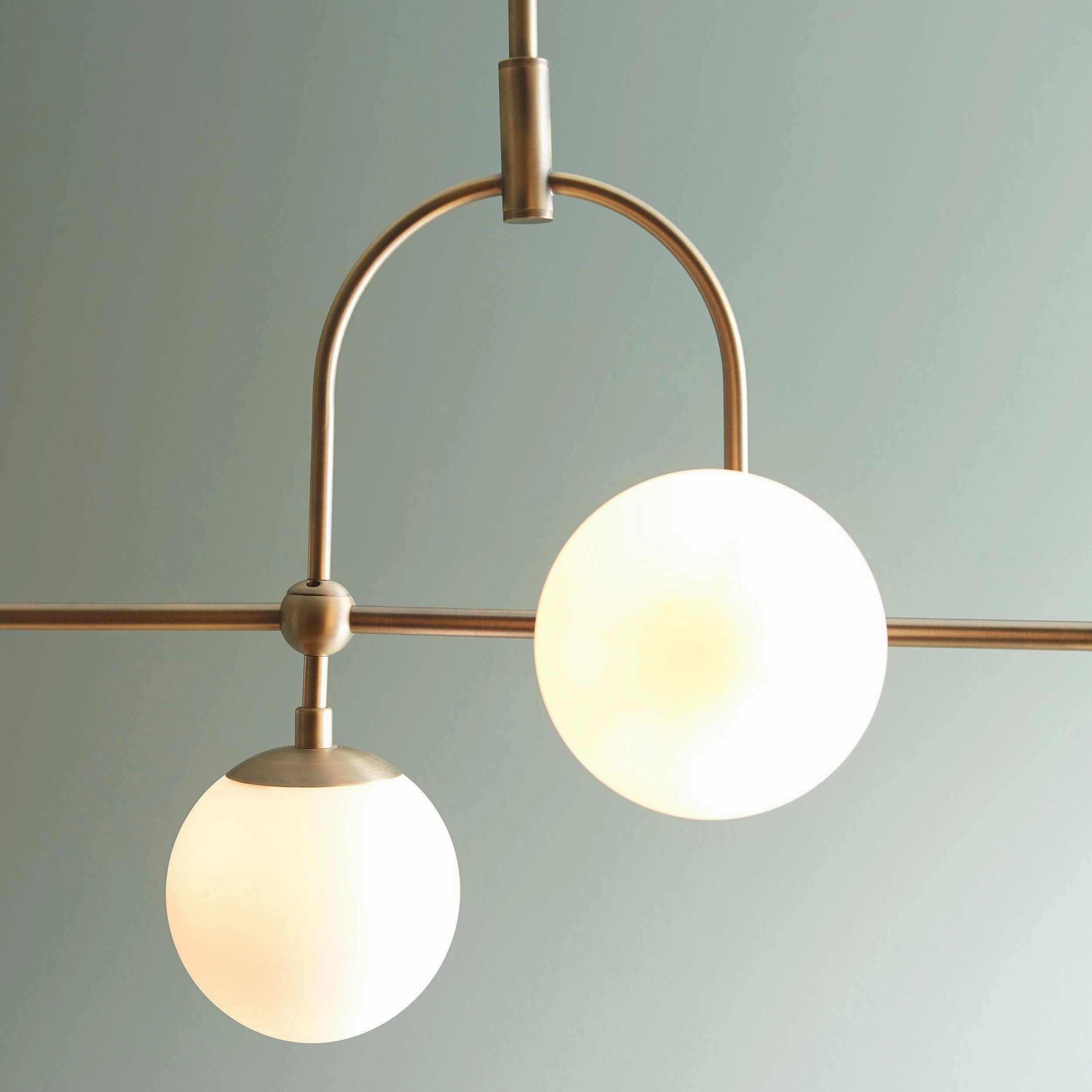 Eldorado 5 Light Brass Art Deco Pendant - Opal Glass Shades