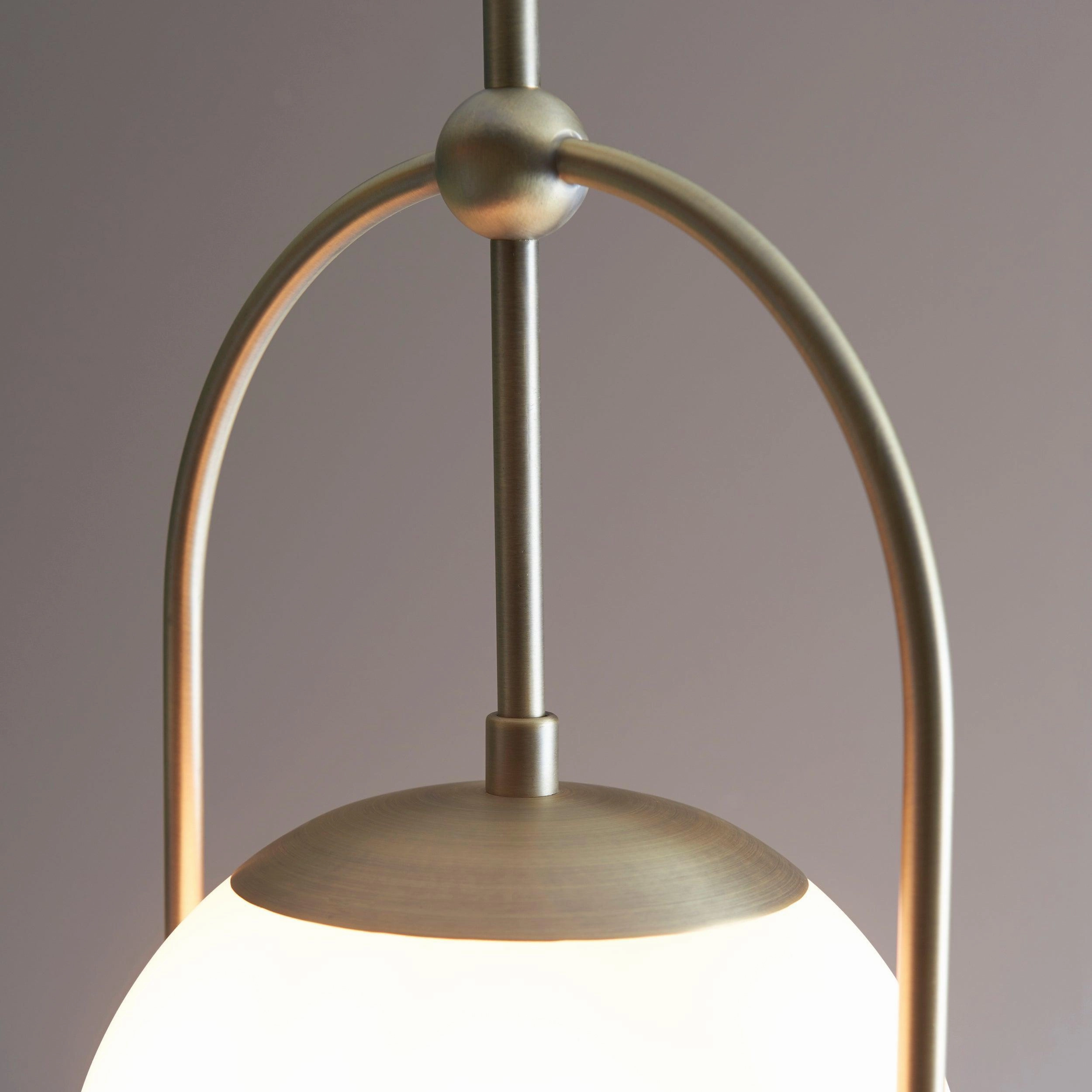 Eldorado Brass Art Deco Pendant With Opal Glass Shade
