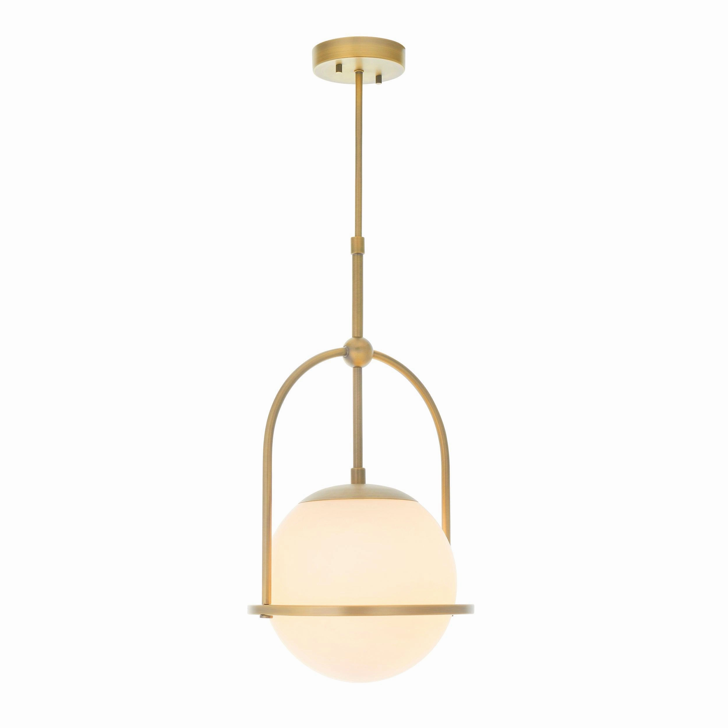 Eldorado Brass Art Deco Pendant With Opal Glass Shade white ceiling lamp