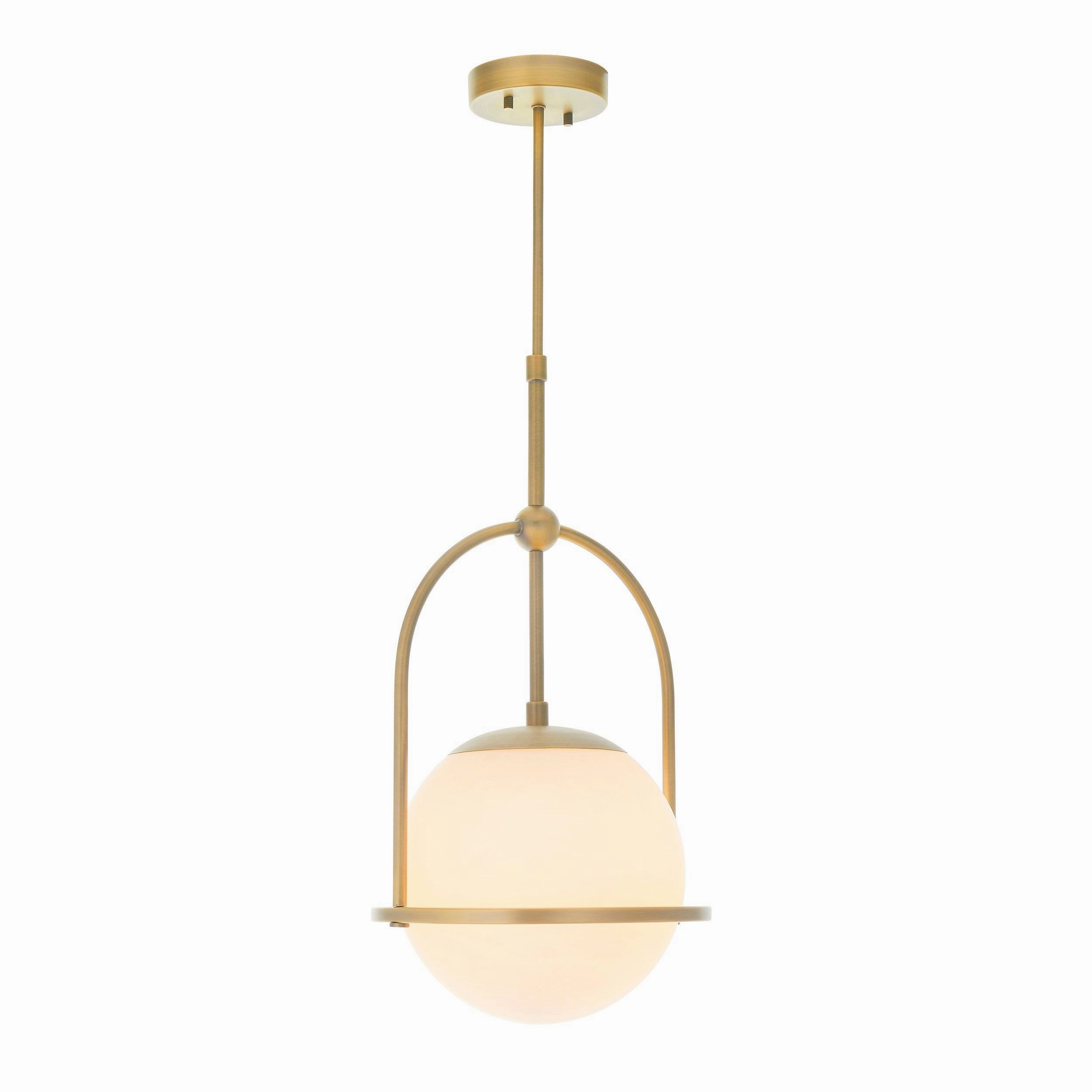 Eldorado Brass Art Deco Pendant With Opal Glass Shade ambient ceiling fixture