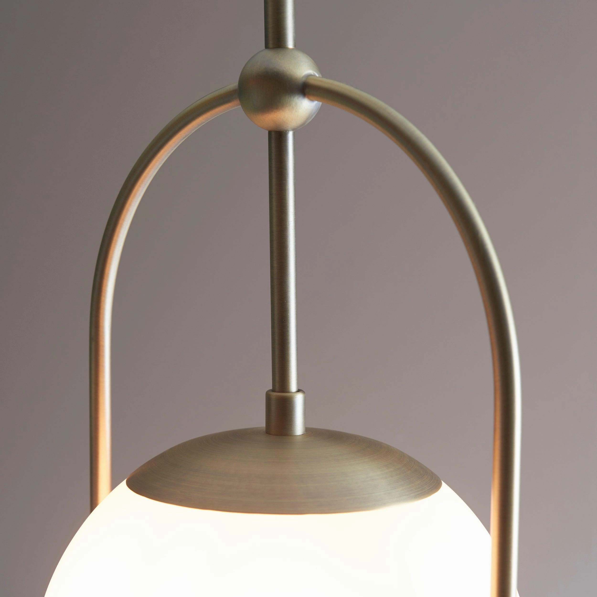 Eldorado Brass Art Deco Pendant With Opal Glass Shade