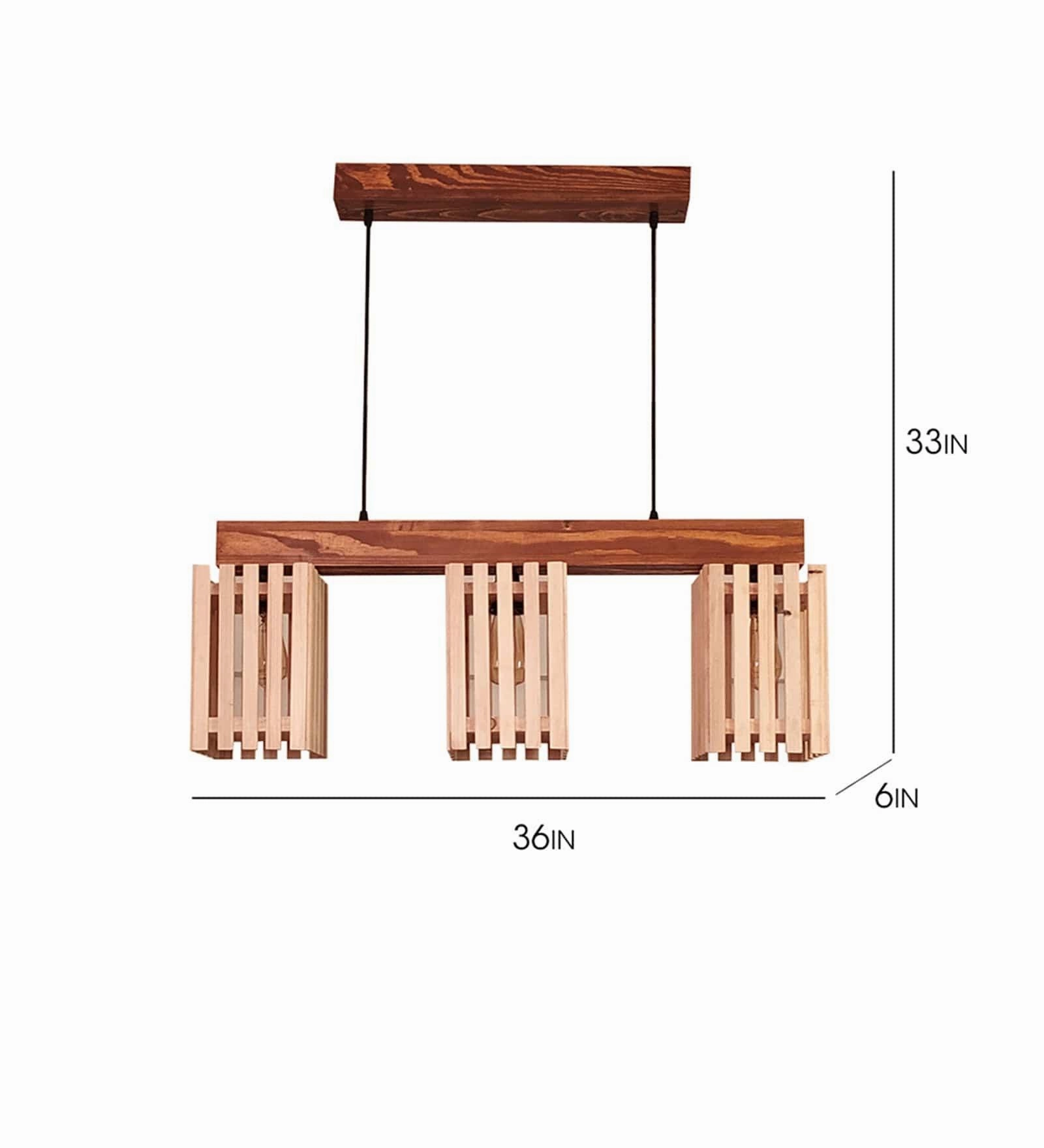 Elegant Beige & Brown Wooden Series Hanging Lamp (BULB NOT INCLUDED)