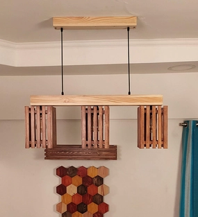 Elegant Brown & Beige Wooden Series Hanging Lamp (BULB NOT INCLUDED) decorative ceiling fixture