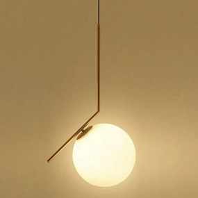 Elegant Modern Led Pendant Round Ball Lights In Glass & Gold Metal decorative ceiling fixture