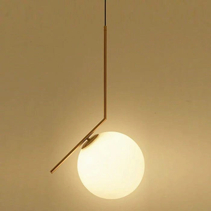 Elegant Modern Led Pendant Round Ball Lights In Glass & Gold Metal decorative ceiling fixture