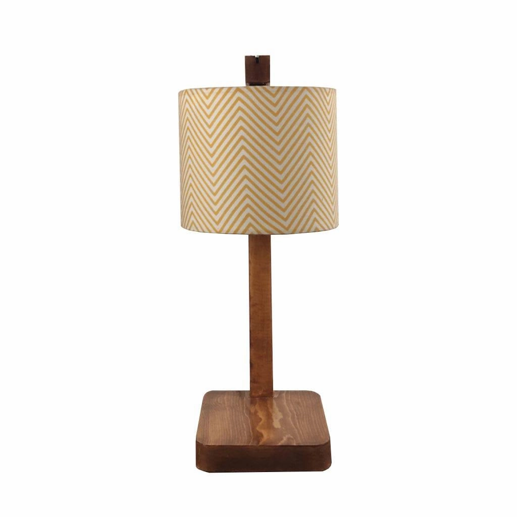 Elementary Wooden Table Lamp with Brown Base and Premium Yellow Fabric Lampshade (BULB NOT INCLUDED)