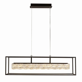 Elevator LED Black Frame Ceiling Pendant - Crystal Drops soft glow ceiling light