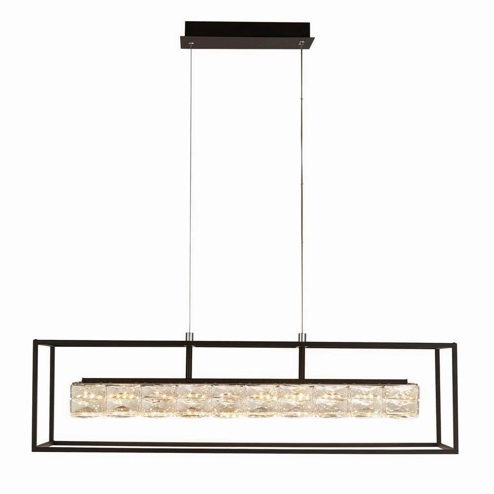 Elevator LED Black Frame Ceiling Pendant - Crystal Drops soft glow ceiling light