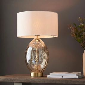 Elin Dimple Champagne Glass Touch Table Lamp - Vintage White Shade energy-saving LED light