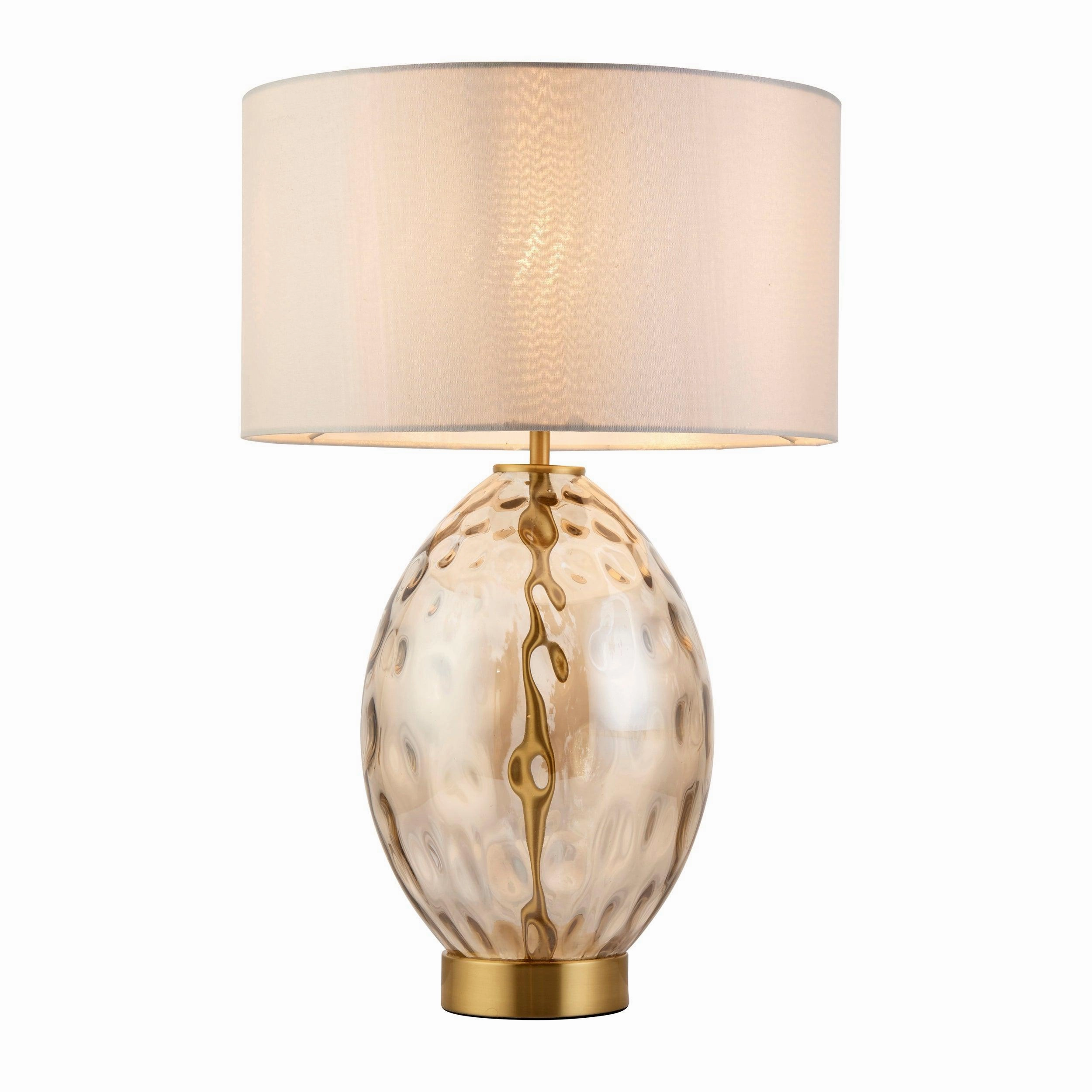 Elin Dimple Champagne Glass Touch Table Lamp - Vintage White Shade