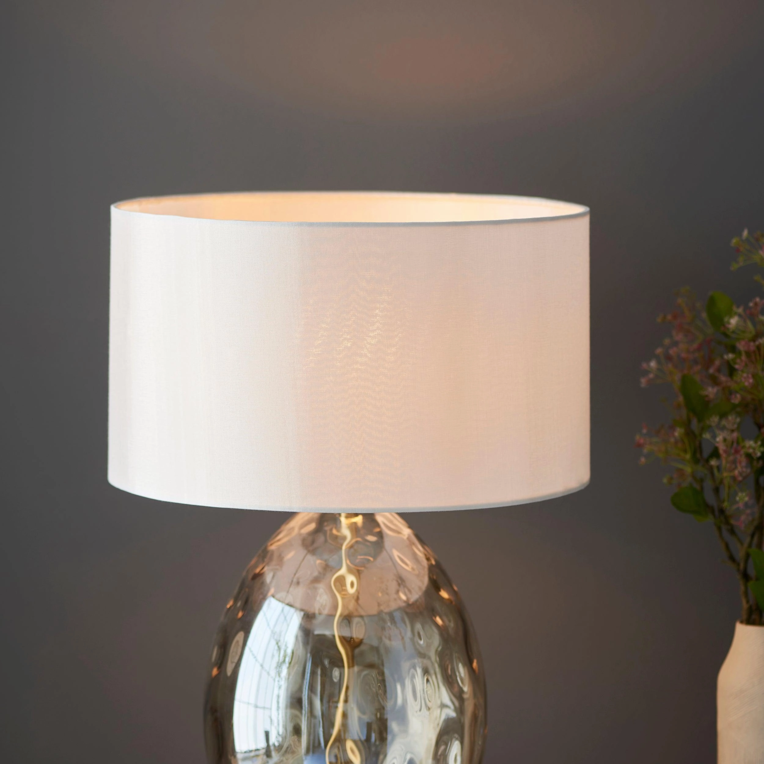 Elin Dimple Champagne Glass Touch Table Lamp - Vintage White Shade