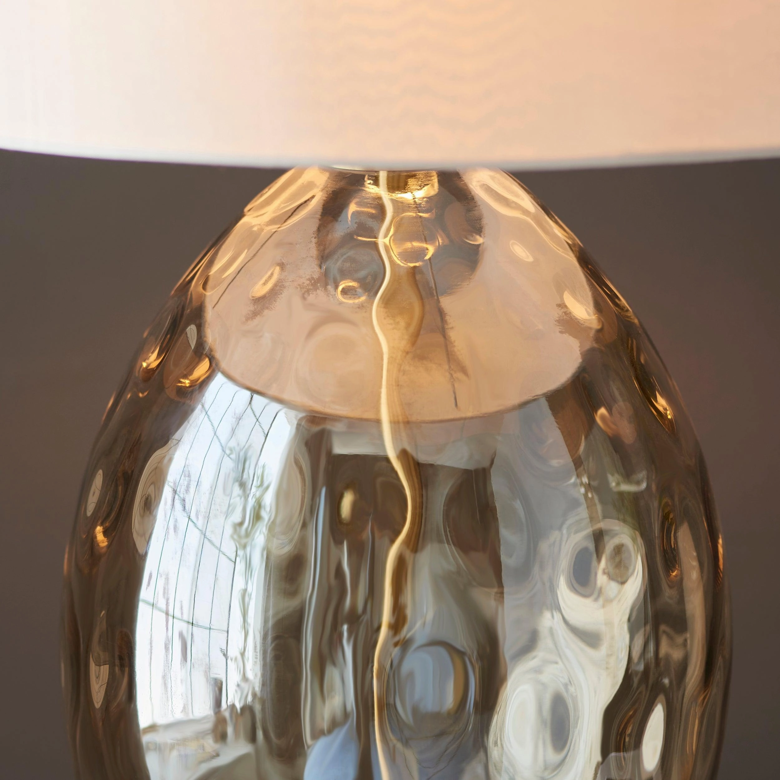 Elin Dimple Champagne Glass Touch Table Lamp - Vintage White Shade