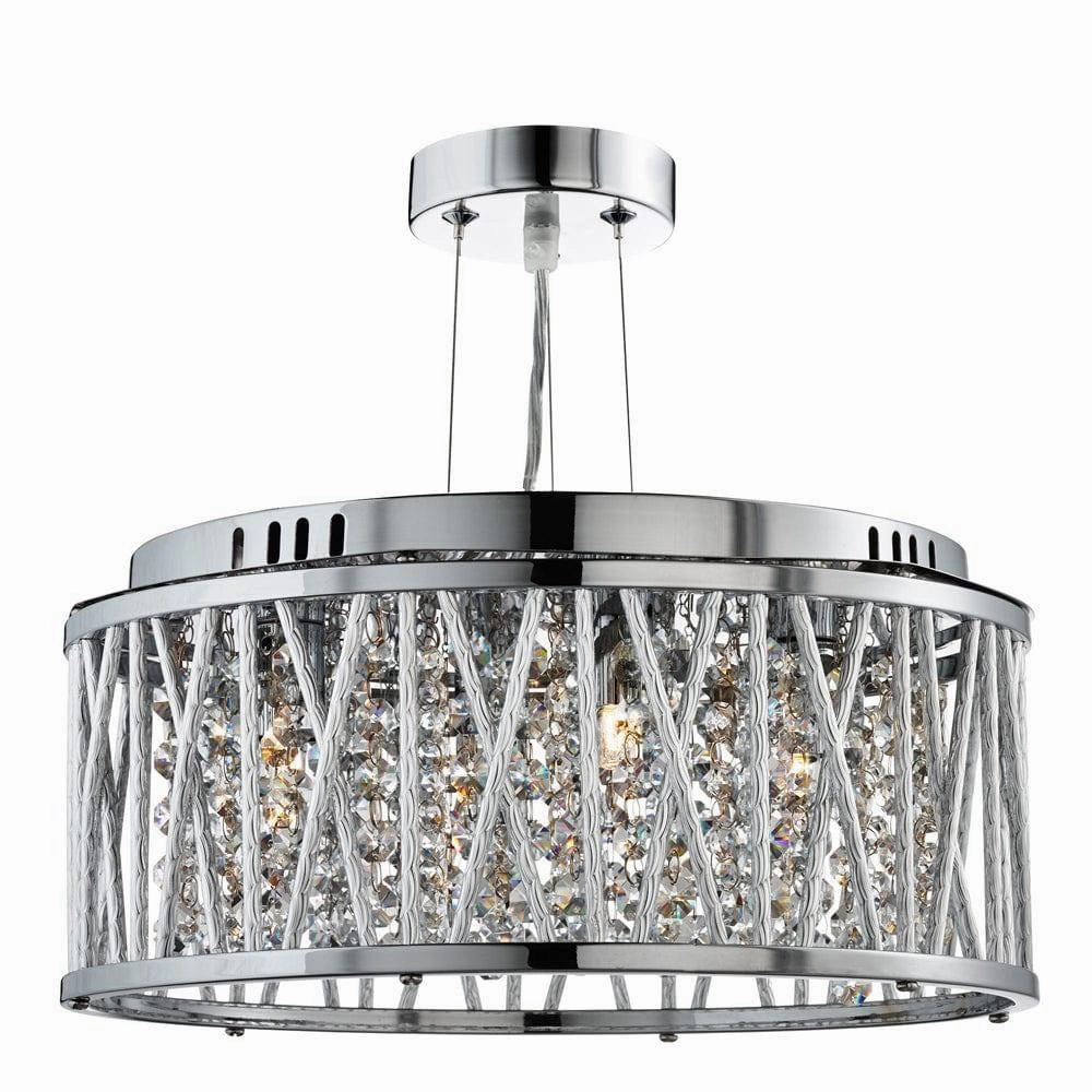 Elise 3 Light Chrome & Crystal Ceiling Flush/Pendant ambient ceiling fixture
