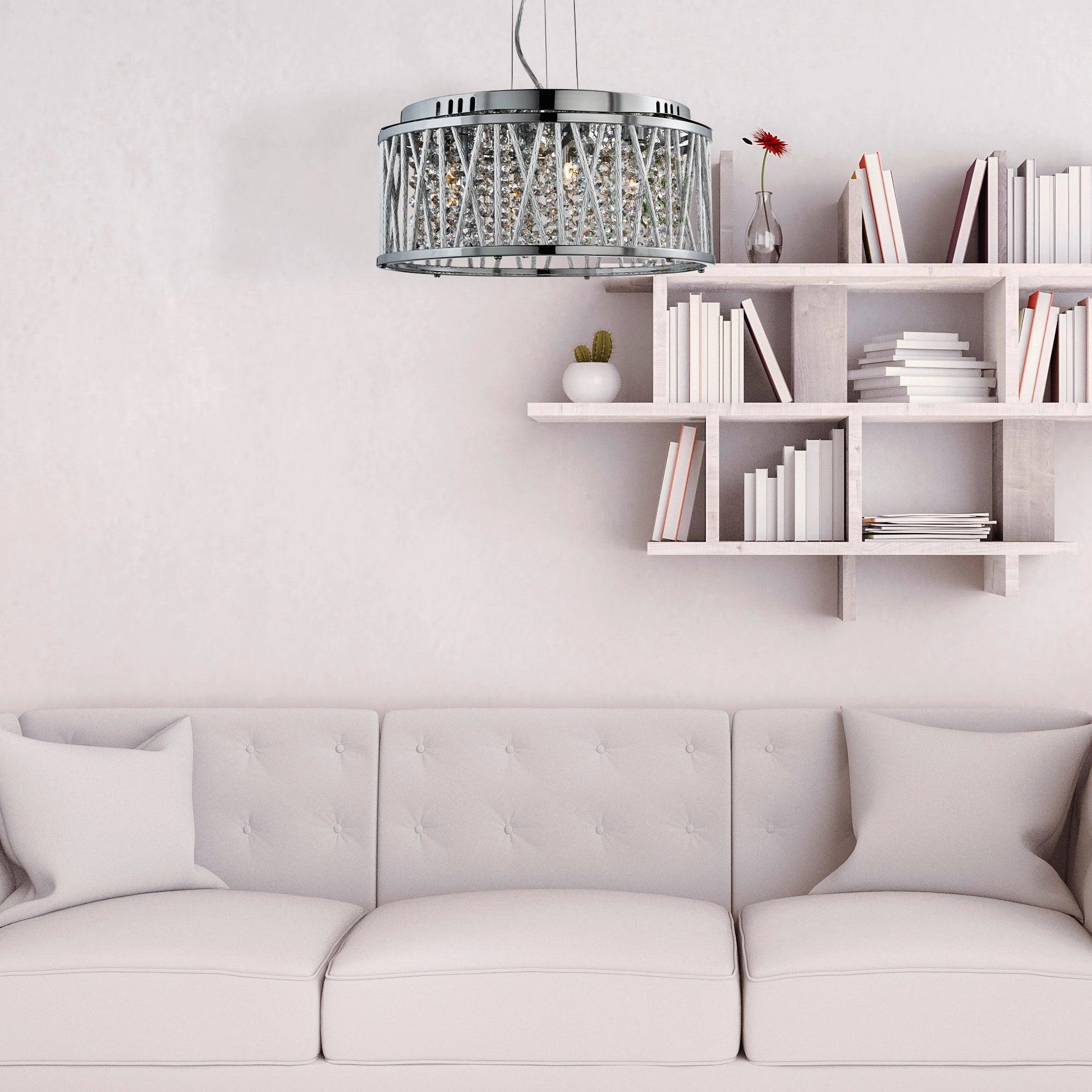 Elise 4 Light Chrome & Crystal Ceiling Flush/Pendant