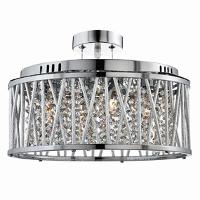 Elise 5 Light Chrome & Crystal Ceiling Flush/Pendant soft glow ceiling light