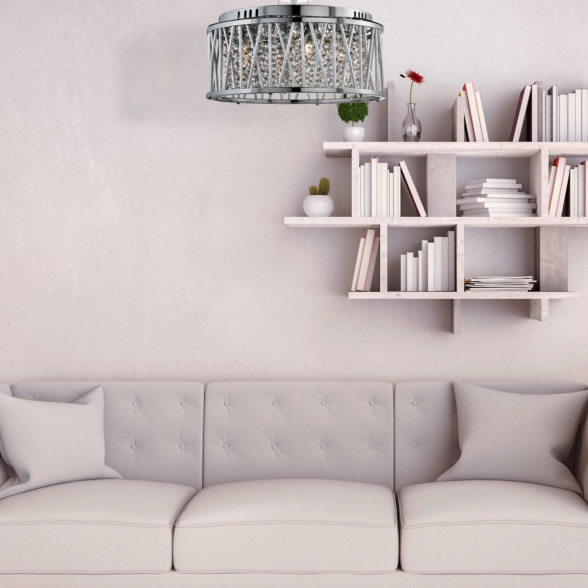 Elise 5 Light Chrome & Crystal Ceiling Flush/Pendant