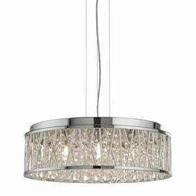Elise 7 Light Chrome & Crystal Drops Ceiling Flush/Pendant soft glow ceiling light
