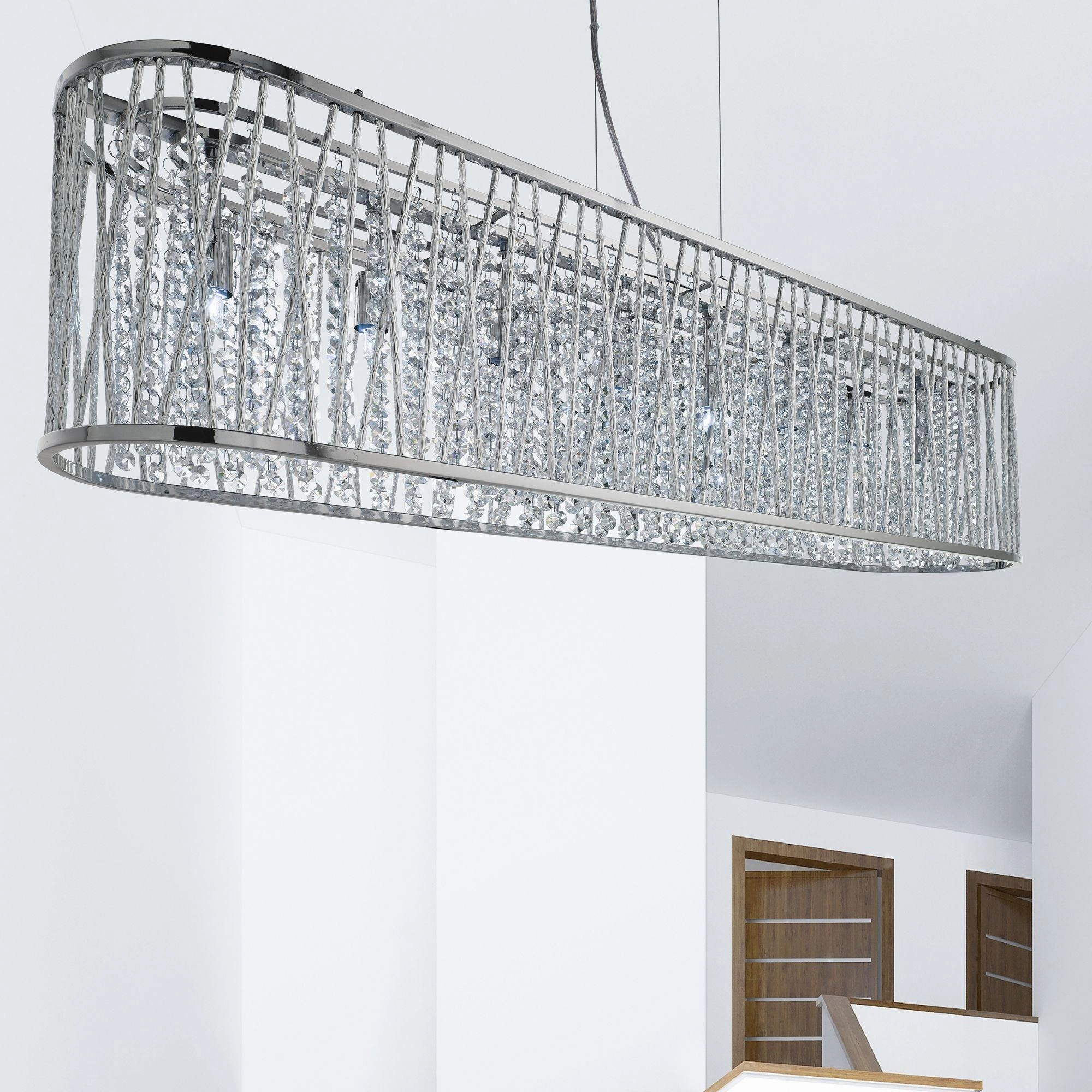 Elise 8 Light Chrome & Crystal Ceiling Flush/Pendant