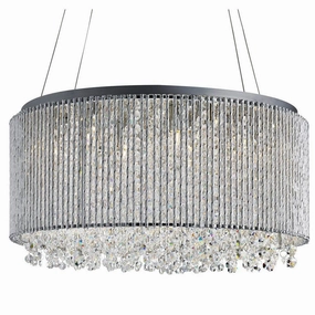 Elise I 8 Light Chrome & Crystal Bar Pendant Ceiling Light soft glow ceiling light