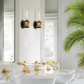 Ellison Black with Heritage Brass Wall Light. vintage desk lamp