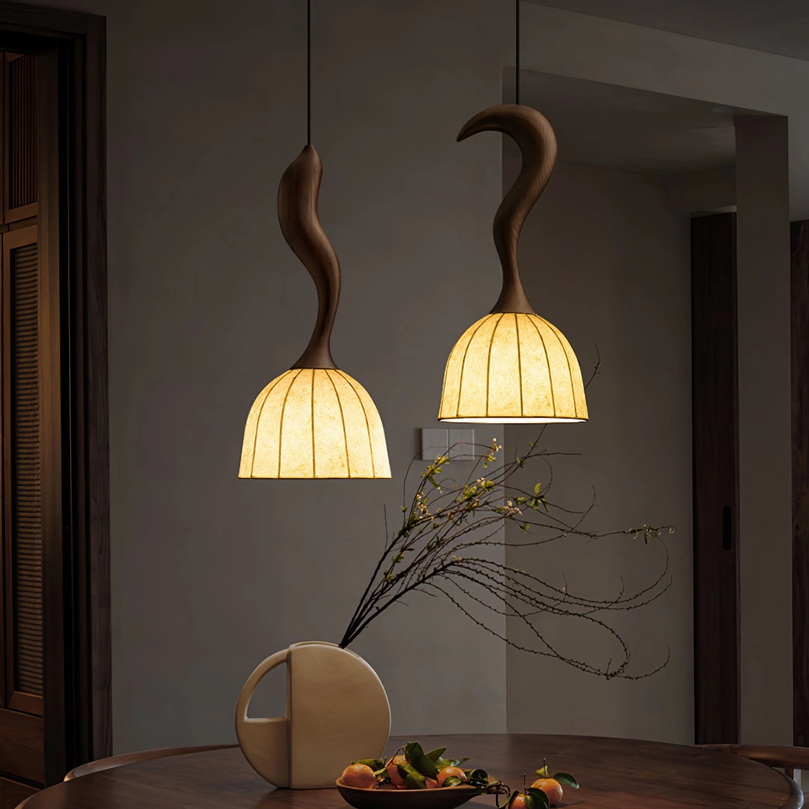 Elowen Twisted Wood Pendant Light