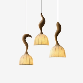 Elowen Twisted Wood Pendant Light surface mount ceiling lamp