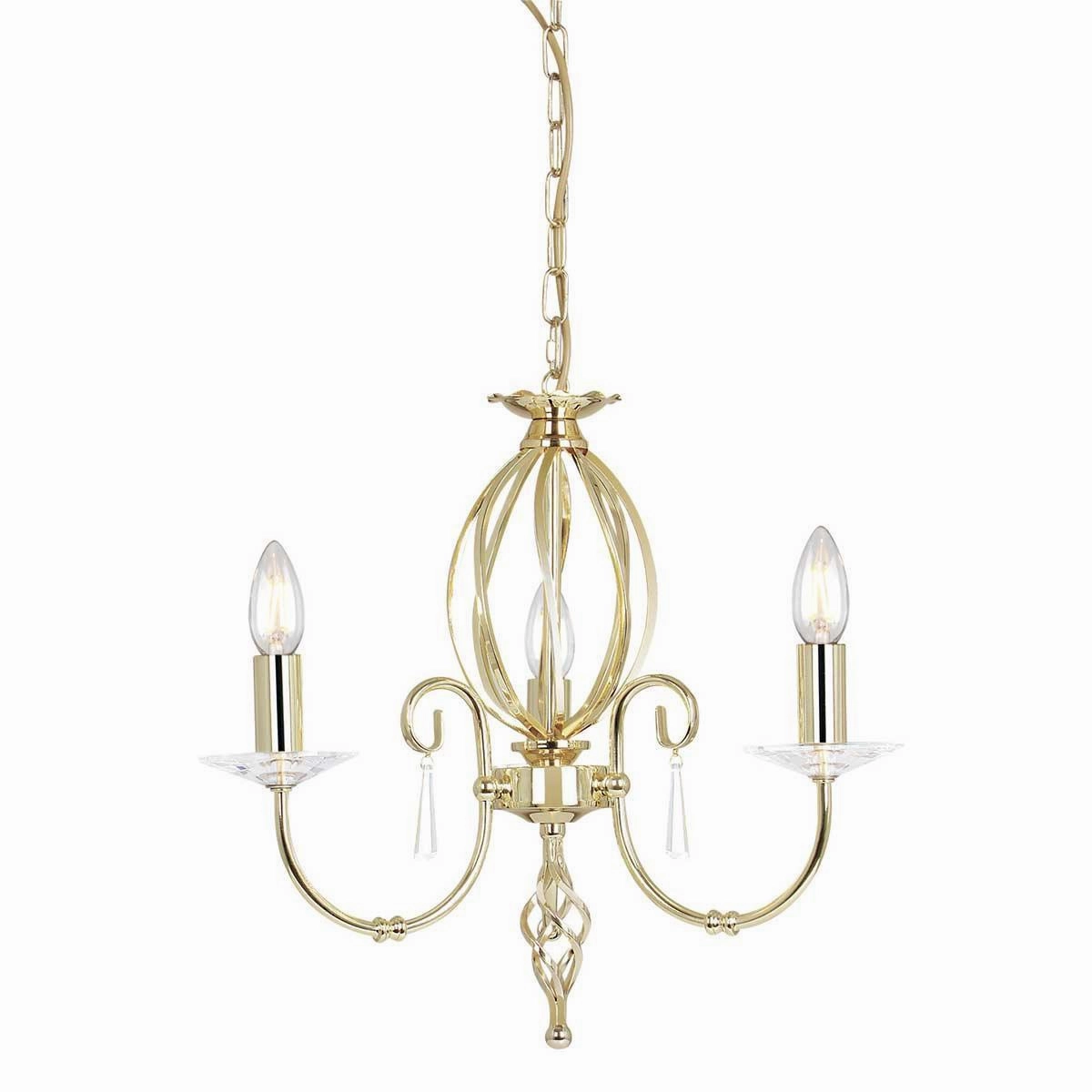 Elstead Aegean Polished Brass 3 Light Chandelier white ceiling lamp