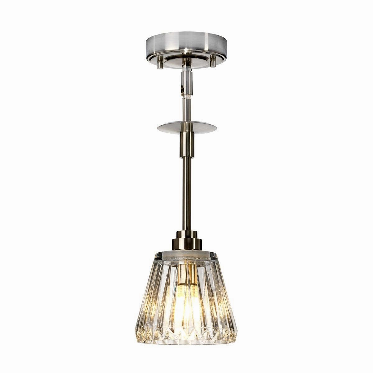 Elstead Agatha 1 Light Pendant Brushed Nickel Bathroom Light ambient ceiling fixture
