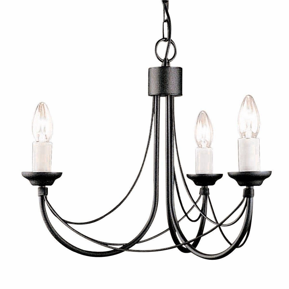 Elstead Carisbrooke 3 Light Black Chandelier ambient ceiling fixture