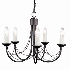 Elstead Carisbrooke 5 Light Black Chandelier white ceiling lamp