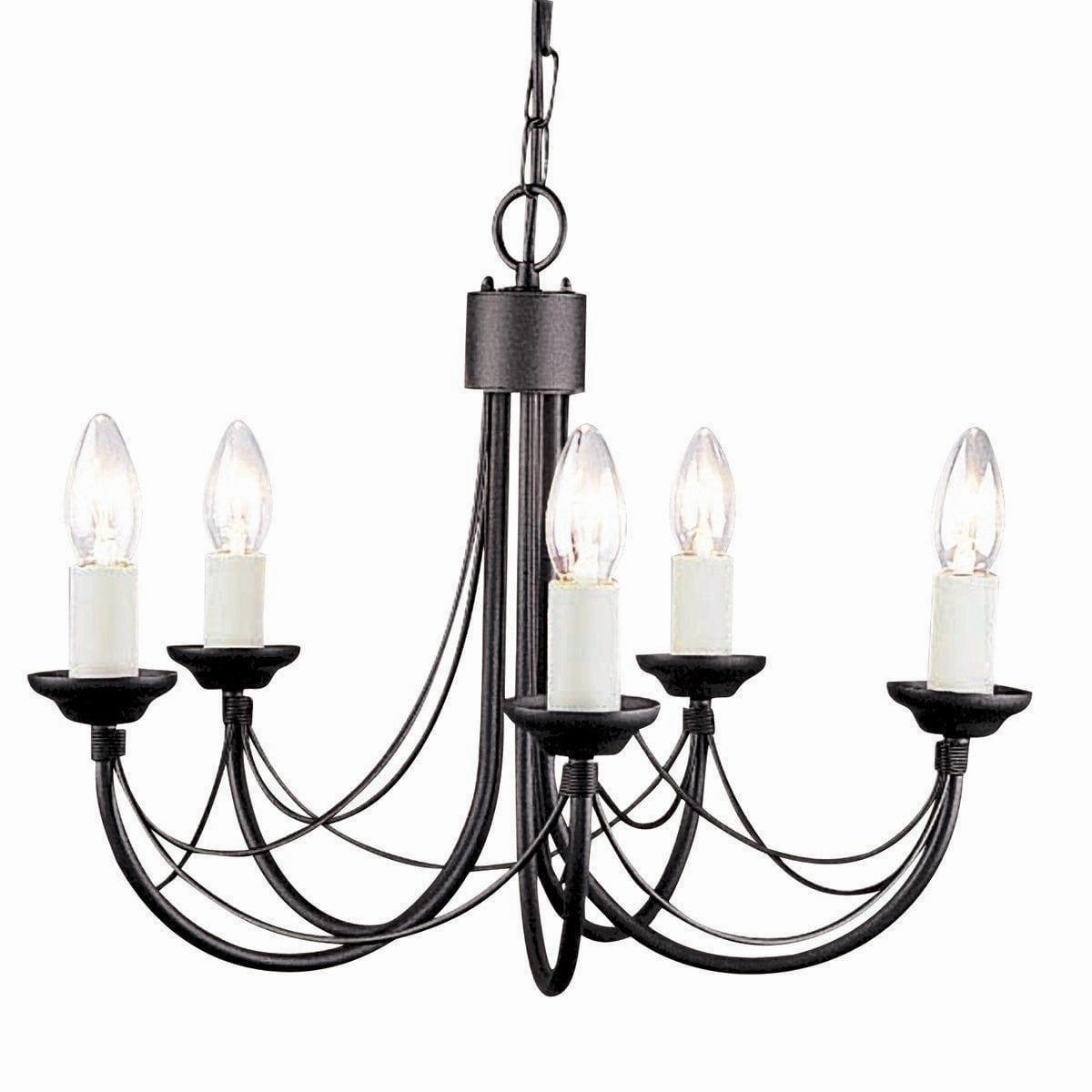 Elstead Carisbrooke 5 Light Black Chandelier white ceiling lamp