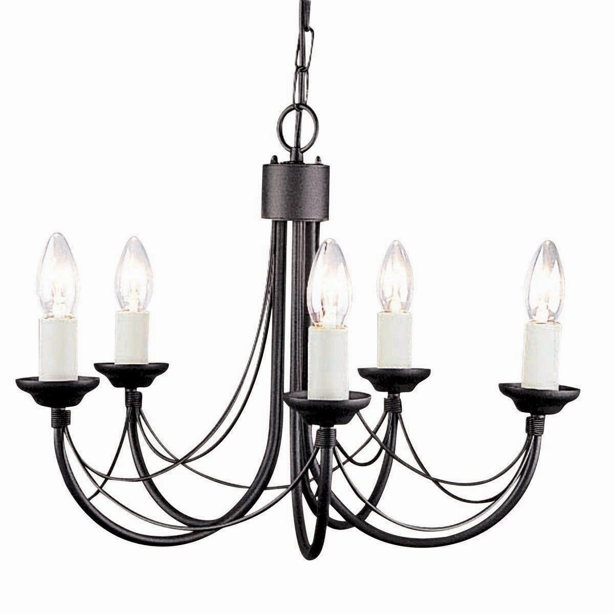 Elstead Carisbrooke 5 Light Black Chandelier ambient ceiling fixture