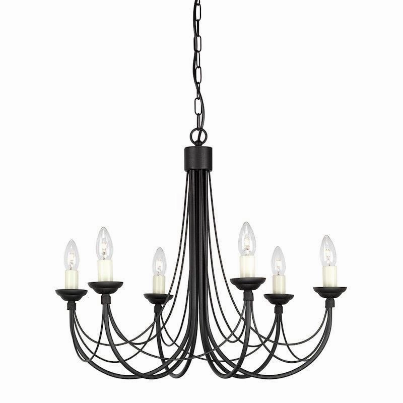 Elstead Carisbrooke 6 Light Black Chandelier white ceiling lamp