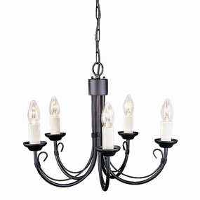 Elstead Chartwell 5 Light Black Chandelier ambient ceiling fixture