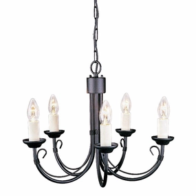 Elstead Chartwell 5 Light Black Chandelier white ceiling lamp