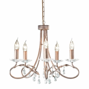 Elstead Christina 5 Light Chandelier - Silver & Gold Damaged Box white ceiling lamp