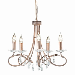 Elstead Christina 5 Light Chandelier - Silver & Gold ambient ceiling fixture