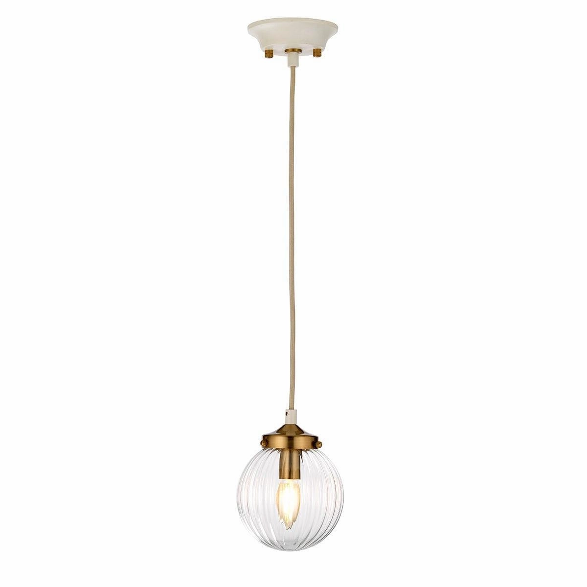 Elstead Cosmos 1 Light Brass & Cream Ceiling Pendant soft glow ceiling light