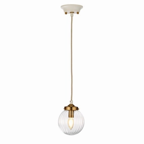 Elstead Cosmos 1 Light Brass & Cream Ceiling Pendant soft glow ceiling light