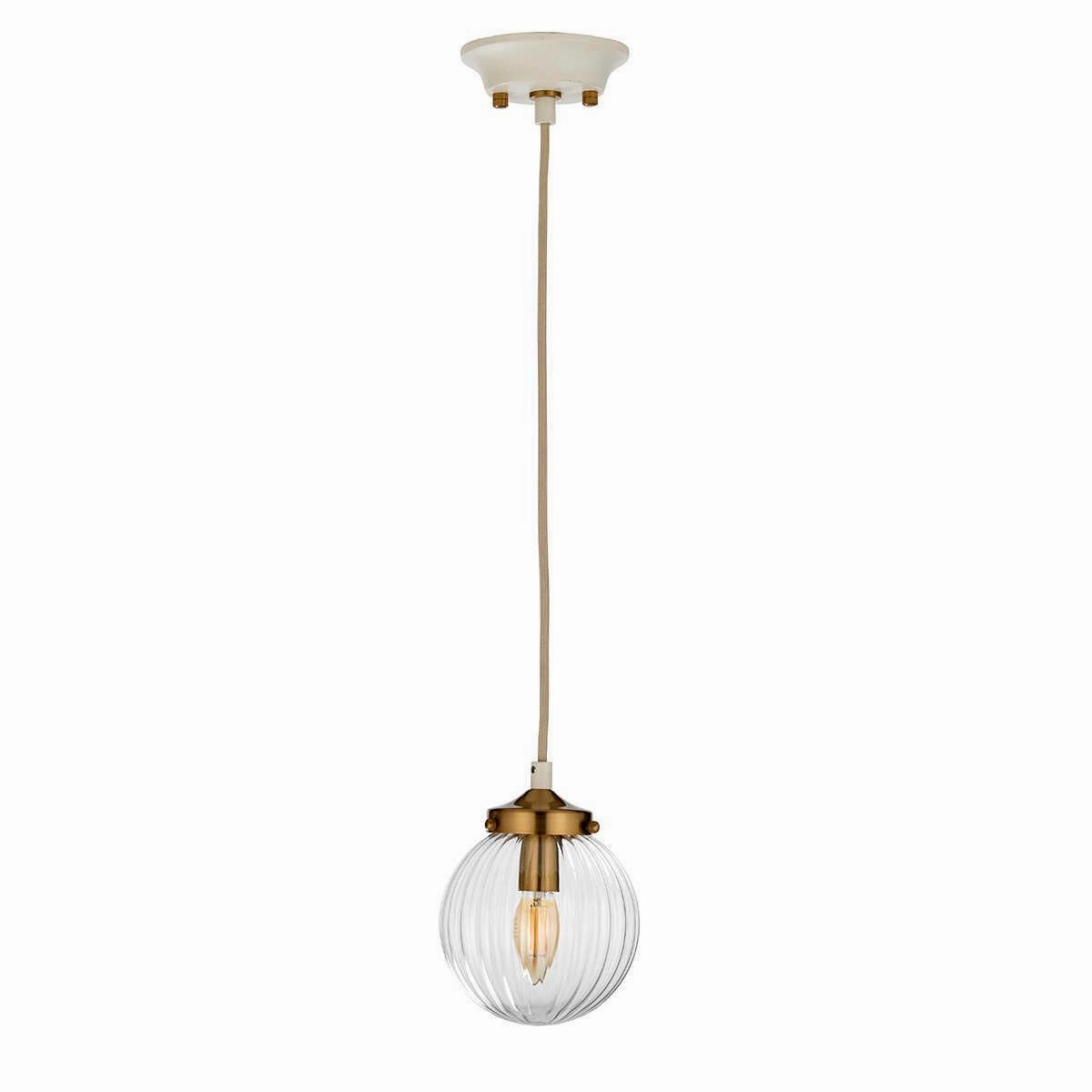 Elstead Cosmos 1 Light Brass & Cream Ceiling Pendant