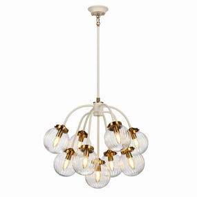 Elstead Cosmos 9 Light Brass & Cream Ceiling Pendant soft glow ceiling light
