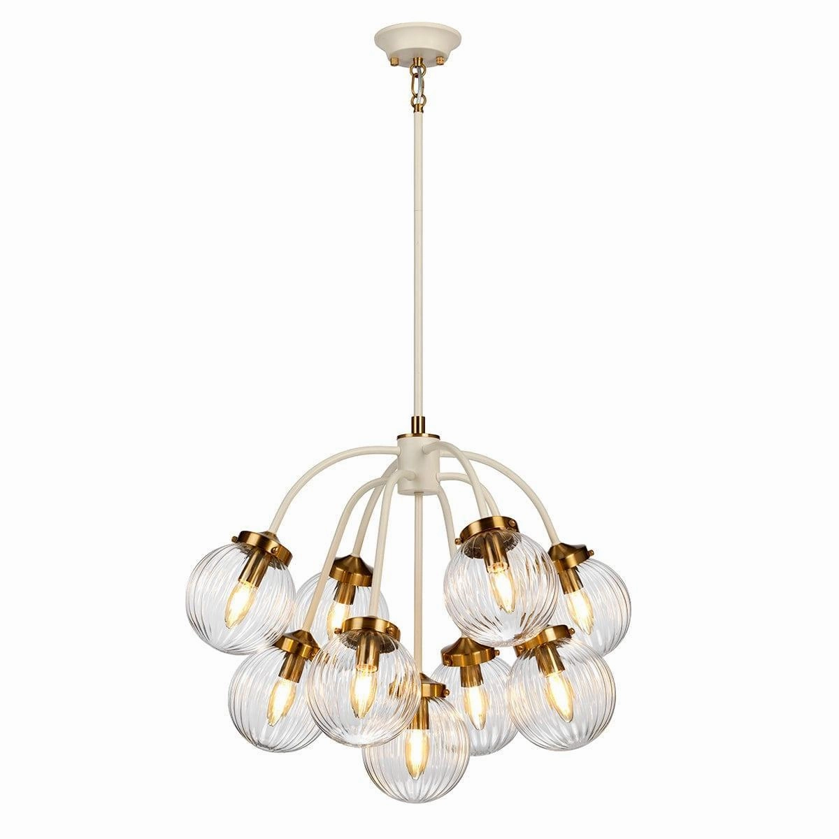 Elstead Cosmos 9 Light Brass & Cream Ceiling Pendant soft glow ceiling light